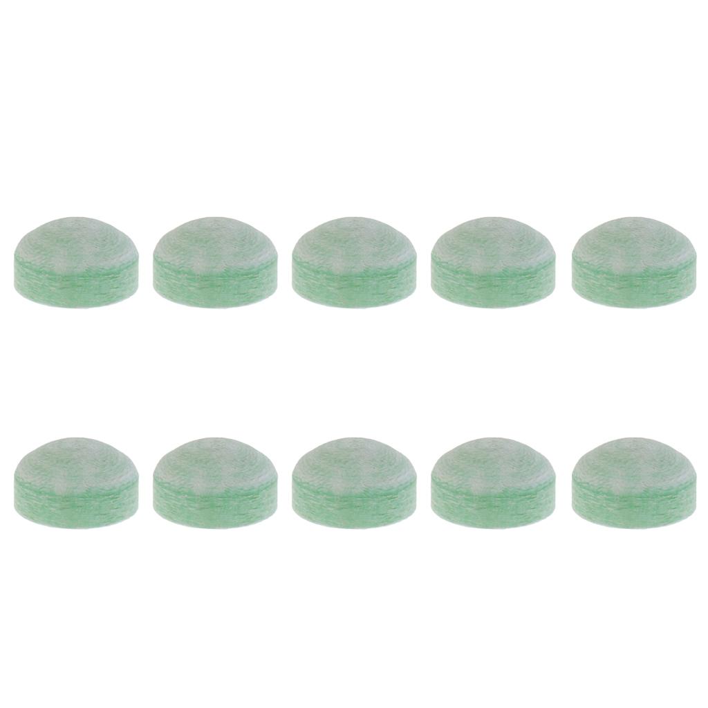10 Pieces Glue-on 13mm Pool Billiards Snooker Cue Tips Care Accessory Green