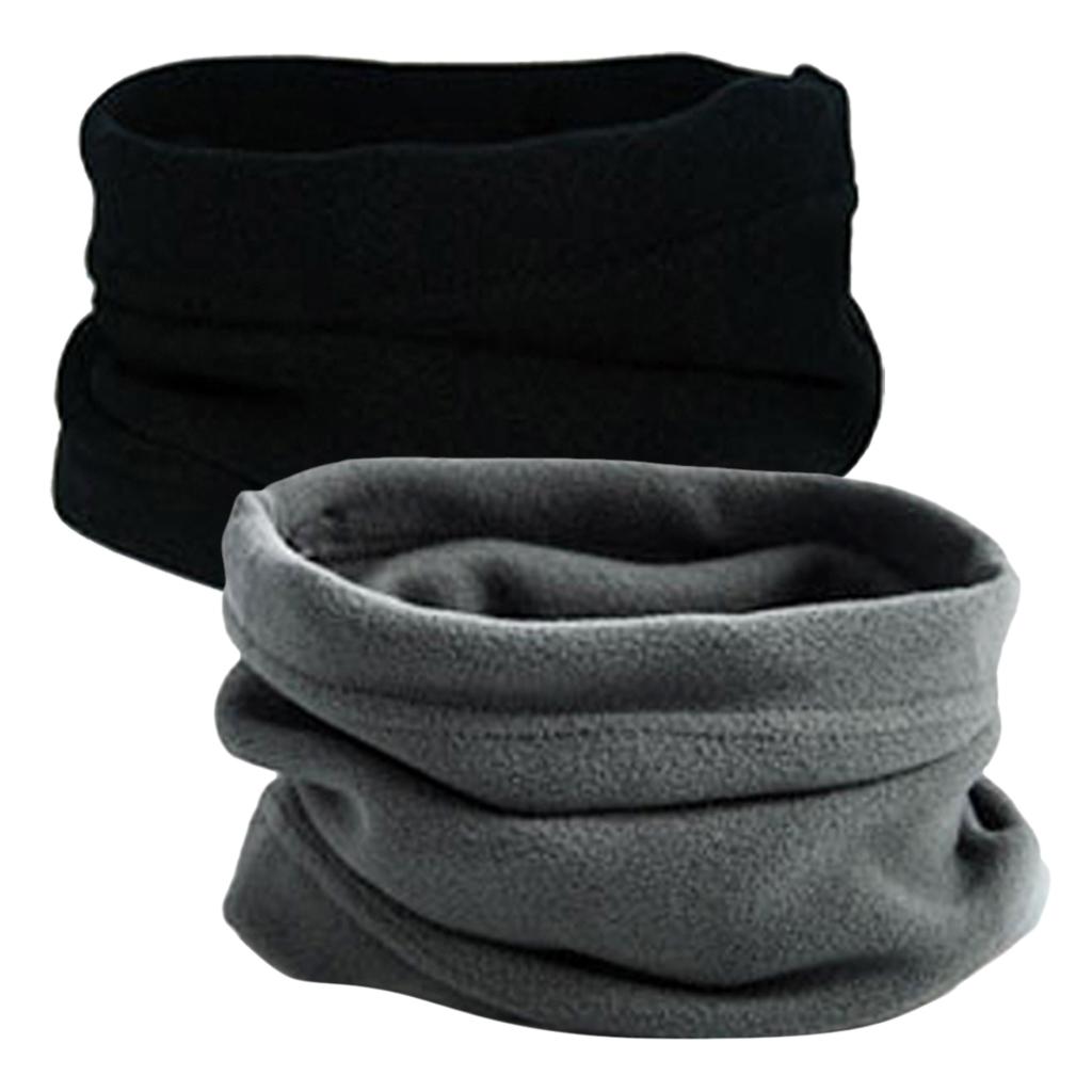 2Pieces Trendy Polar Fleece Neck Warmer Comfy Snood Scarf Ski Motorbike Mask