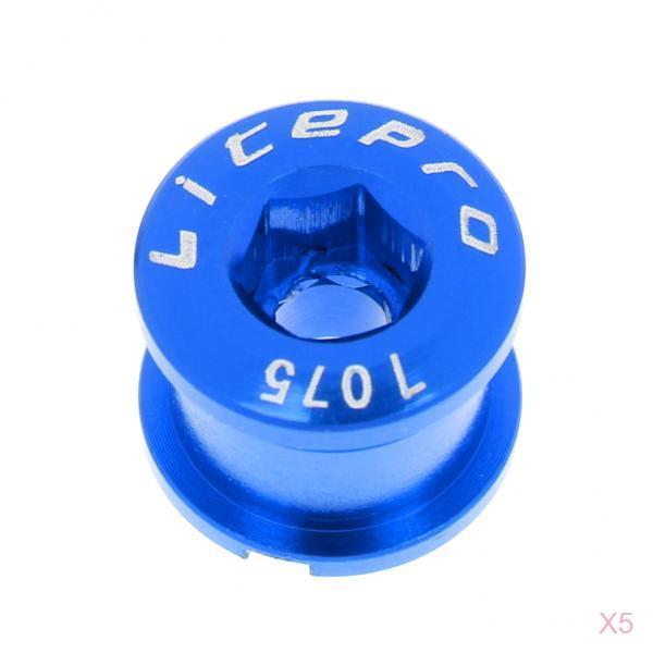 5Pcs Bike Chainwheel Bolt Bicycle Single Chain Wheel Crank Arm Screw Blue