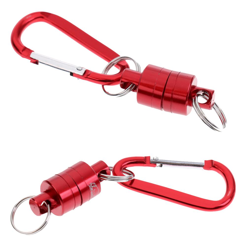 2 Pieces Magnetic Release Clip Landing Net Holder Fly Fishing Tool Red
