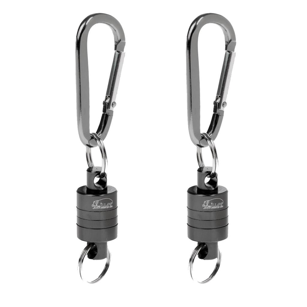 2 Pieces Magnetic Release Clip Landing Net Holder Fly Fishing Tool Gray