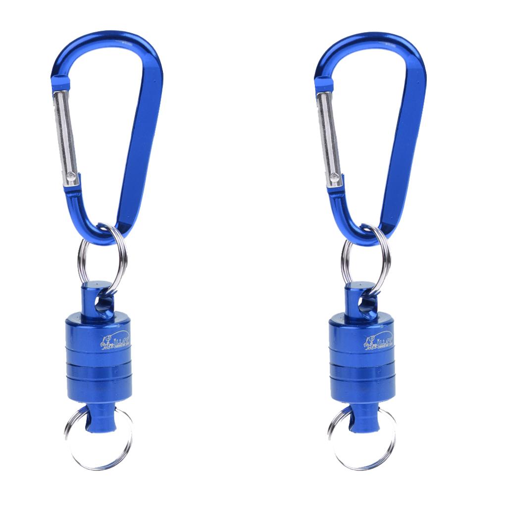 2 Pieces Magnetic Release Clip Landing Net Holder Fly Fishing Tool Blue