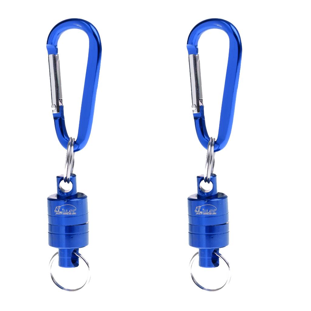 2 Pieces Magnetic Release Clip Landing Net Holder Fly Fishing Tool Blue