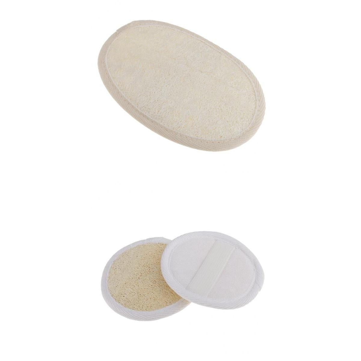 2piece Natural Loofah Sponge Face Clean Wash Pads + Luffa Bath Body Scrubber