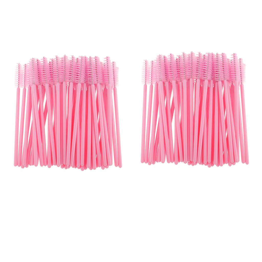 100 Pieces Disposable Eyelash Mascara Wands Applicator Makeup Brush Pink