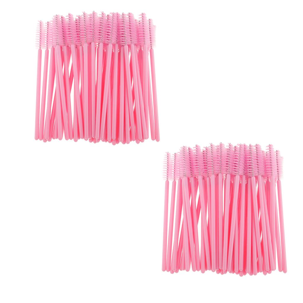 100 Pieces Disposable Eyelash Mascara Wands Applicator Makeup Brush Pink