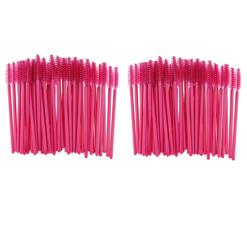 100 Pieces Disposable Eyelash Mascara Wands Applicator Makeup Brush Rose Red