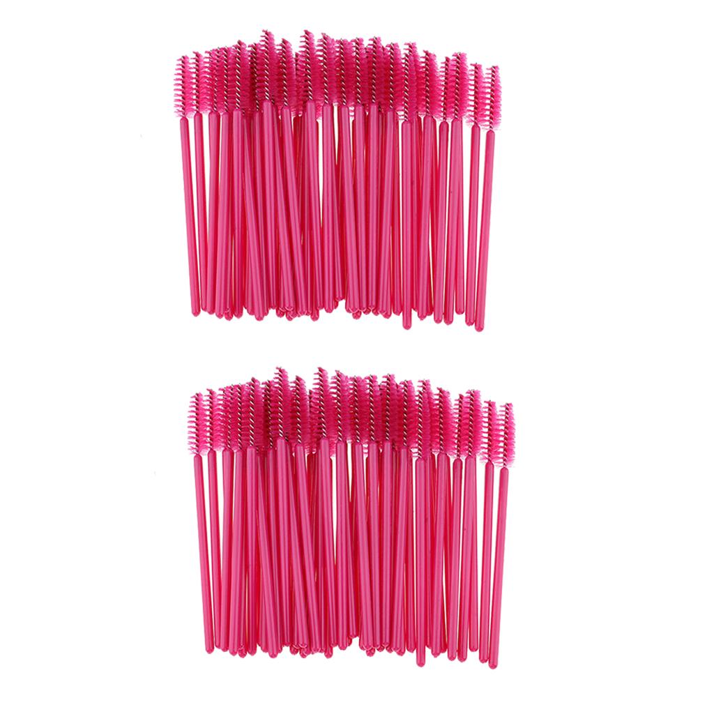 100 Pieces Disposable Eyelash Mascara Wands Applicator Makeup Brush Rose Red