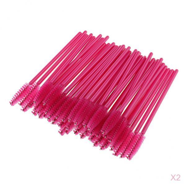 100 Pieces Disposable Eyelash Mascara Wands Applicator Makeup Brush Rose Red