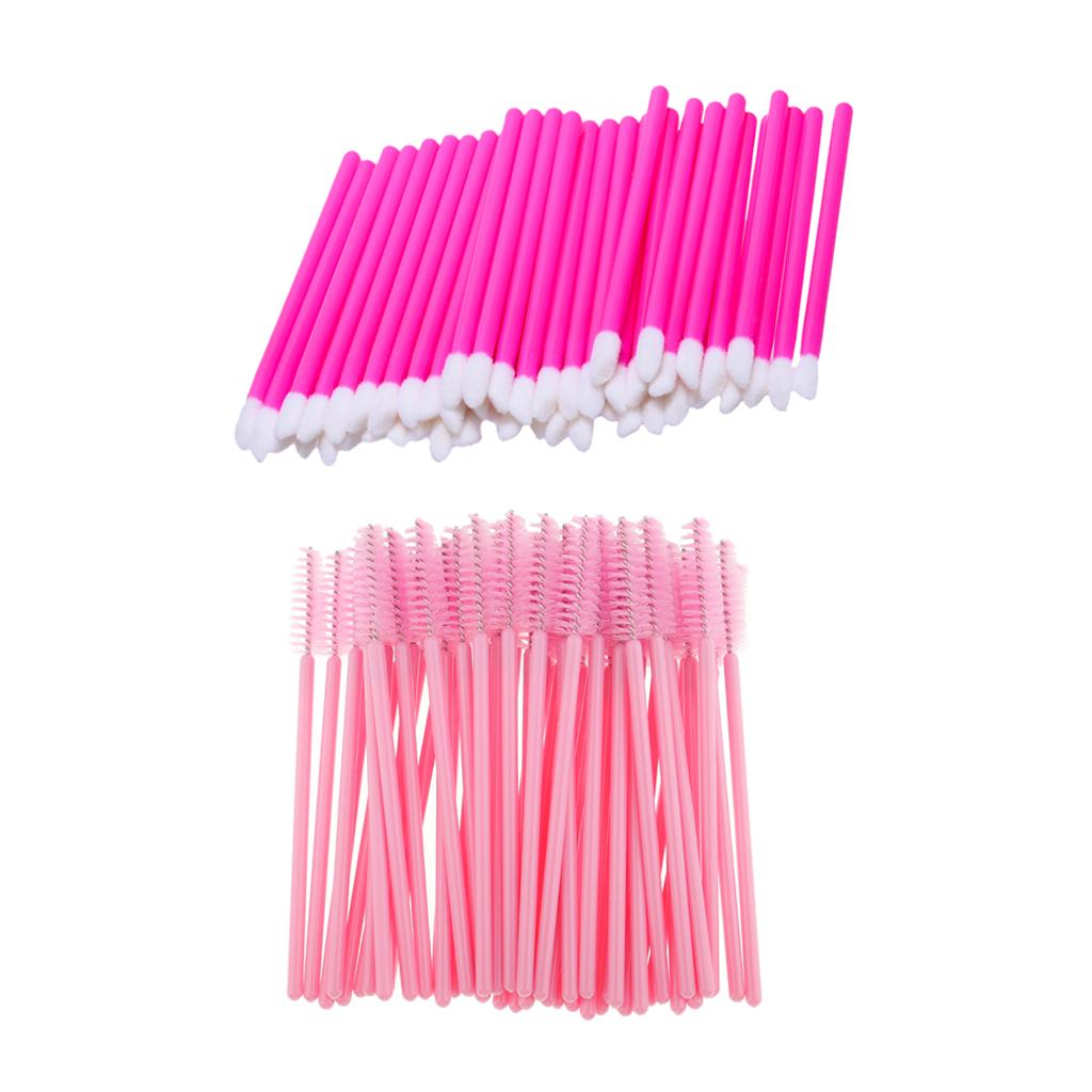 50 Pieces Disposable Lip Gloss Brushes + 50 Pieces Eyelash Mascara Wands