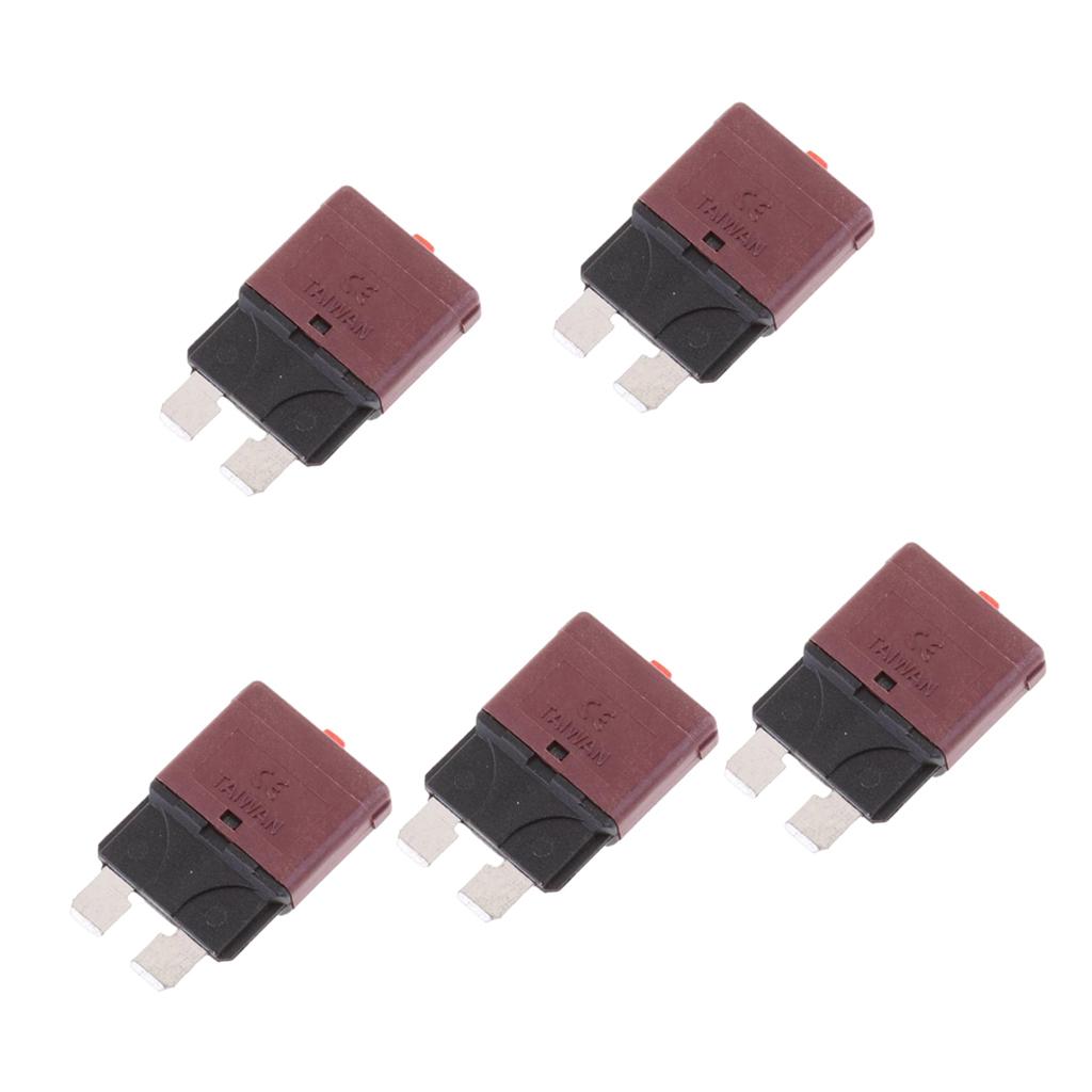 5Pieces 28V/10A Auto Marine Resettable Mini Blade Fuse Circuit Breaker Blade