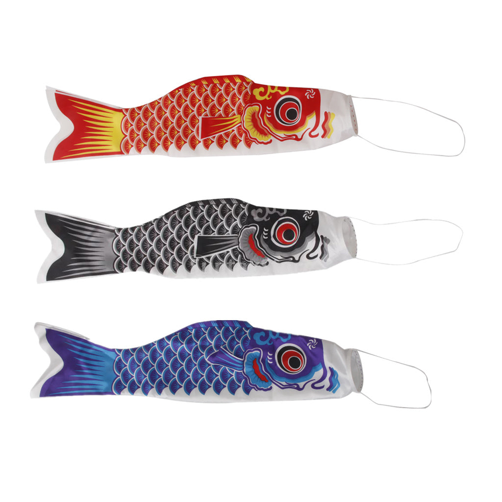 3 Pieces 40cm Japanese Windsock Carp Flag Koi Nobori Sailfish Wind Streamer