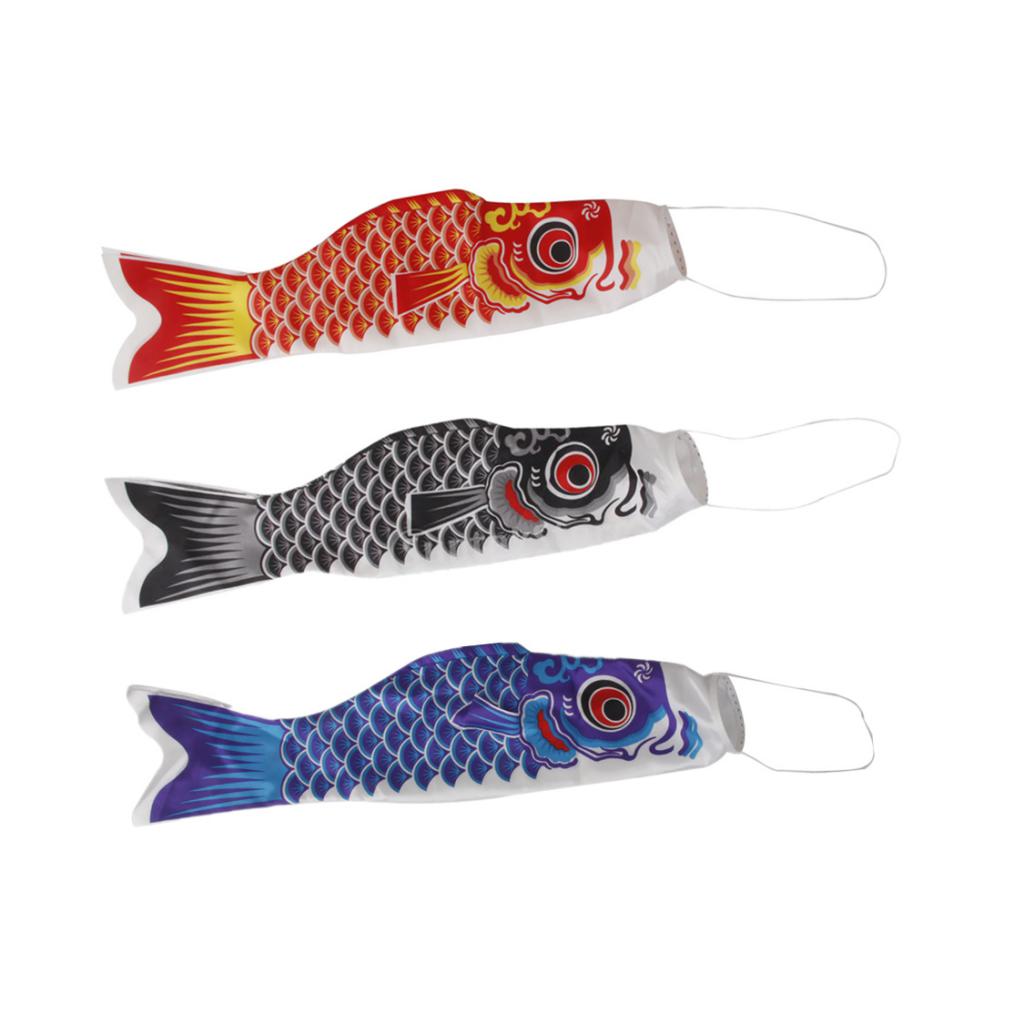 3 Pieces 40cm Japanese Windsock Carp Flag Koi Nobori Sailfish Wind Streamer