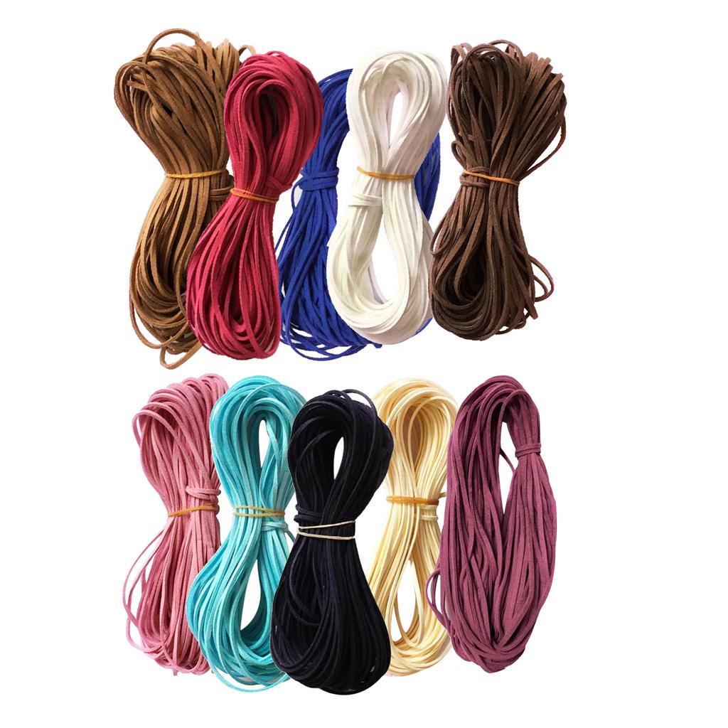 10pcs Flat Faux Suede Korean Velvets Leather Cord String for Jewelry Making