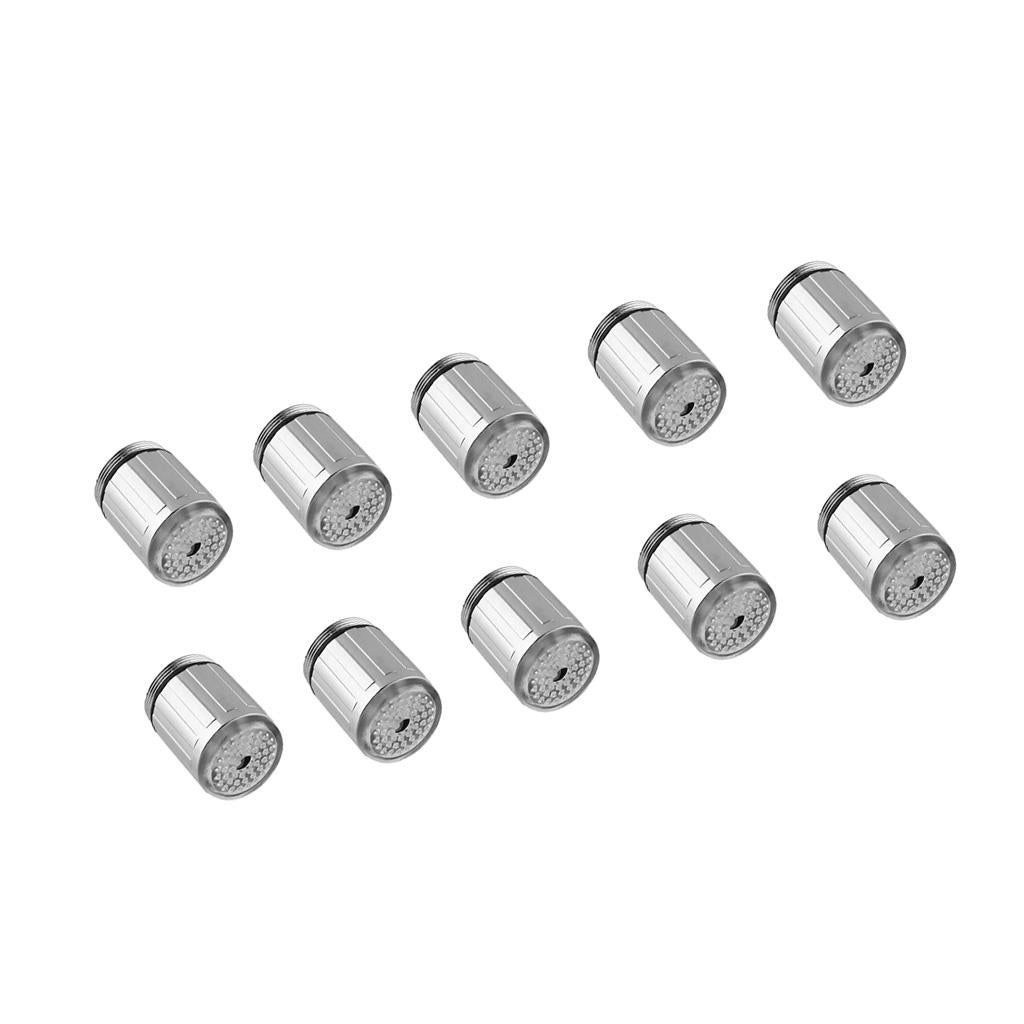 10 Piece Brush Chrome LED Bathroom Faucet Sink Faucet Spray Swivel Basin Tap