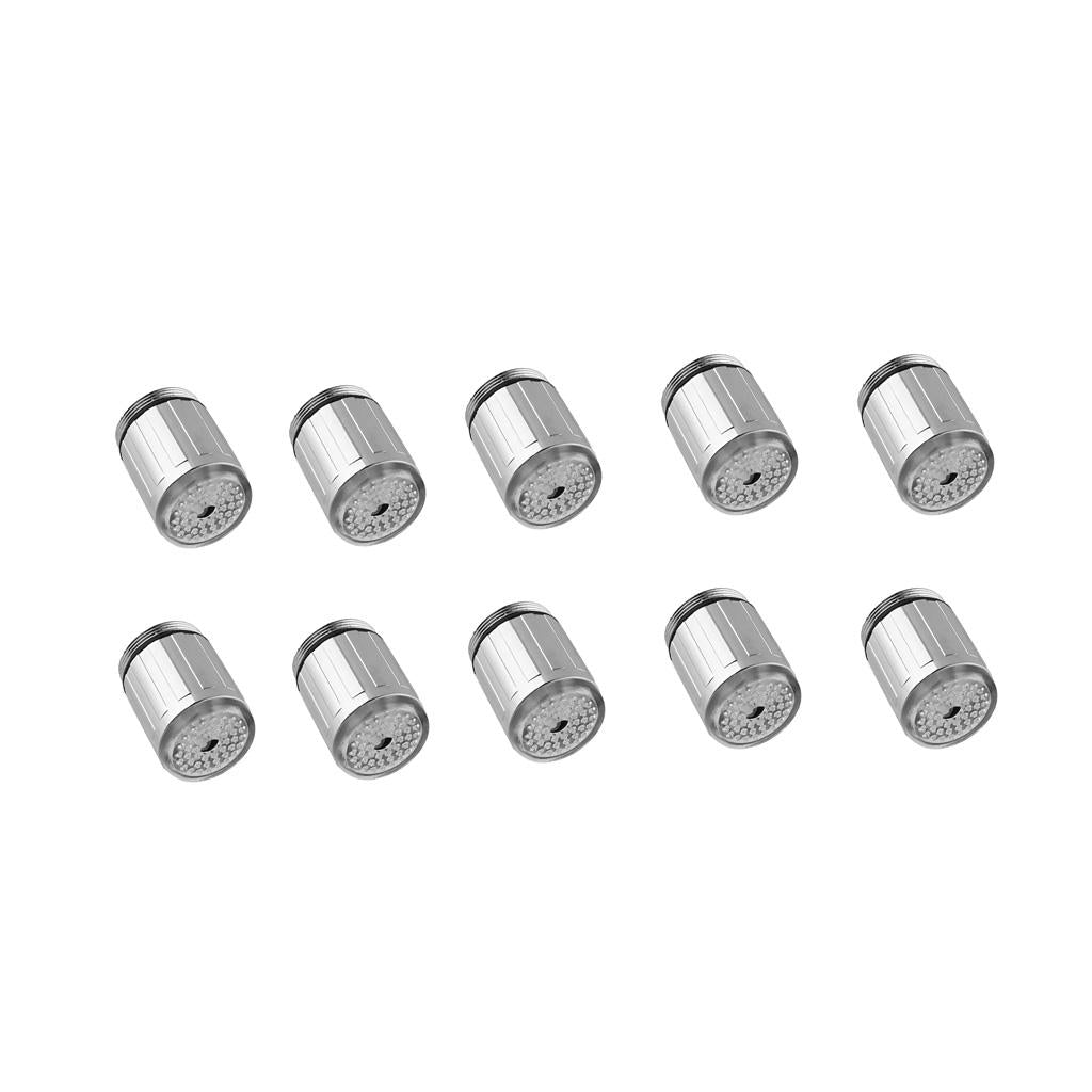 10 Piece Brush Chrome LED Bathroom Faucet Sink Faucet Spray Swivel Basin Tap