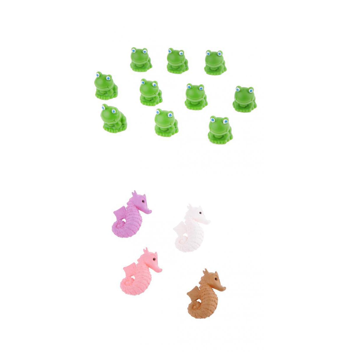 14 Pieces Miniature Dollhouse Bonsai Fairy Garden Landscape Seahorse + Frog