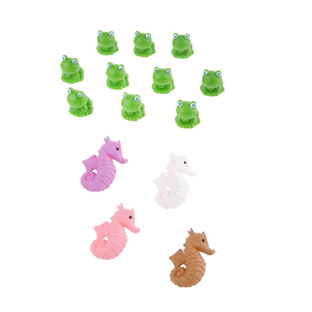 14 Pieces Miniature Dollhouse Bonsai Fairy Garden Landscape Seahorse + Frog