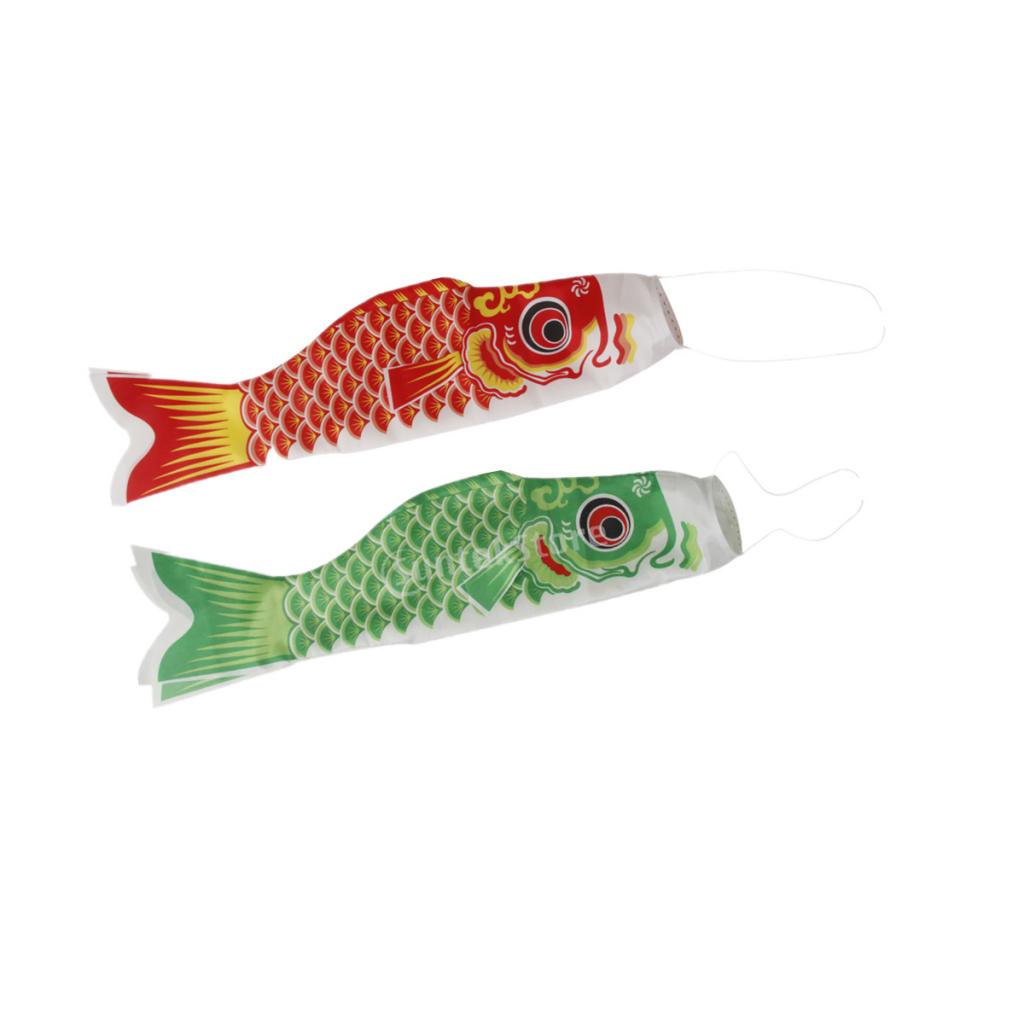 2Pieces 40cm Japanese Windsock Carp Flag Koi Nobori Sailfish Wind Streamer