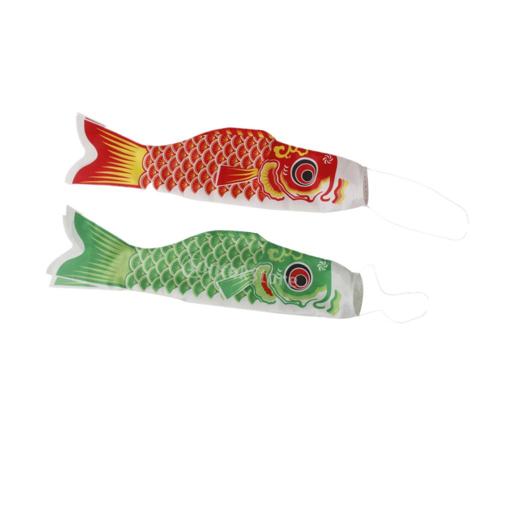 2Pieces 40cm Japanese Windsock Carp Flag Koi Nobori Sailfish Wind Streamer