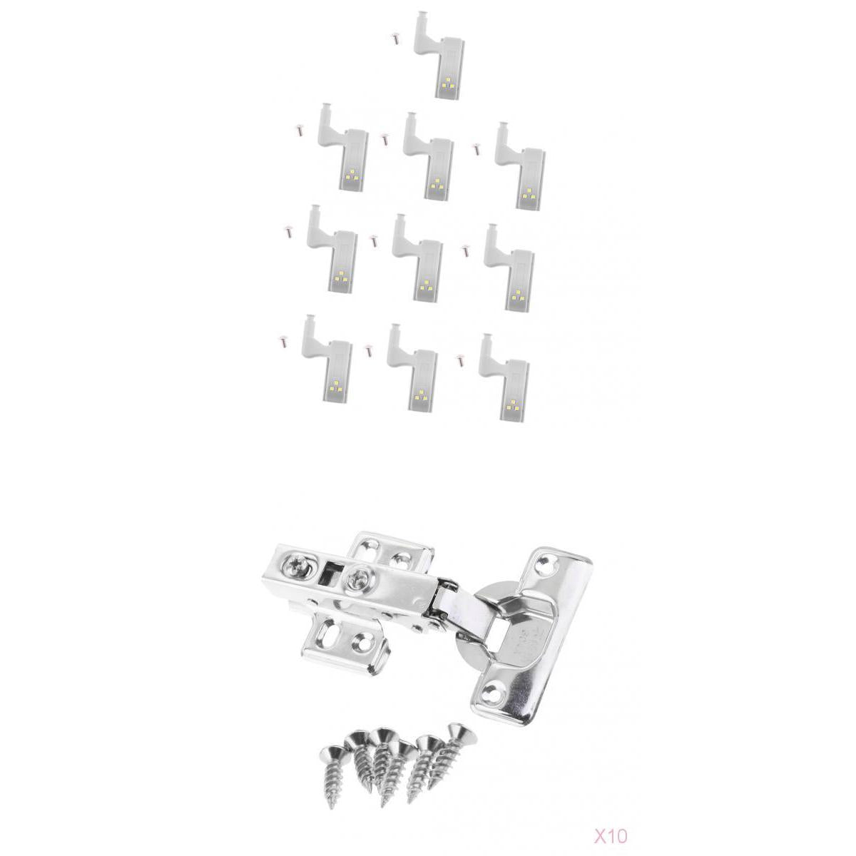 10 piece Furniture Hinges LED Sensor Light System+ 90' Damper Hinge Hardware