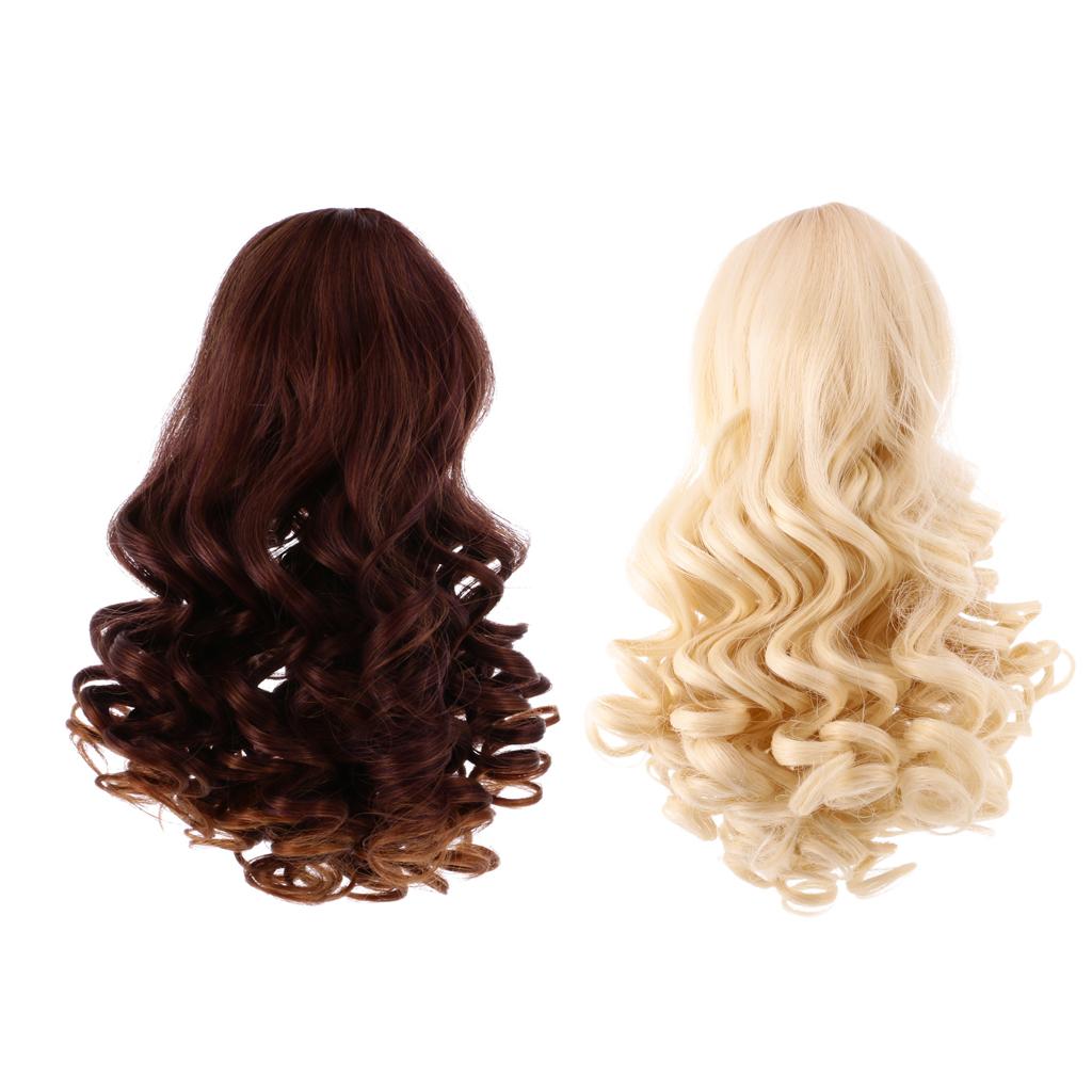 2 Pieces Dolls Wavy Curly Hair Wig for 18inch American Doll DIY Making #4+#5