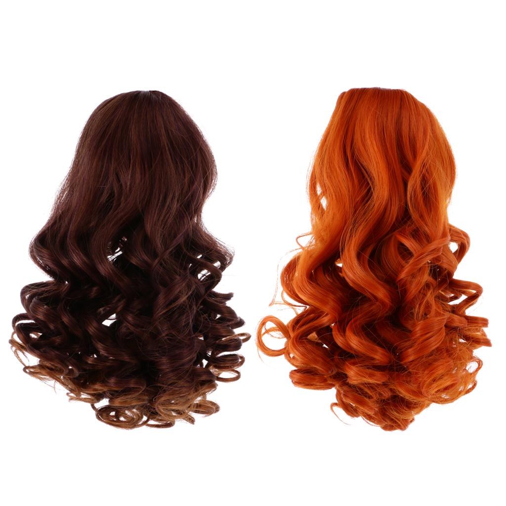 2 Pieces Doll Wavy Curly Hair Wig for 18inch American Doll DIY Making #5+#6