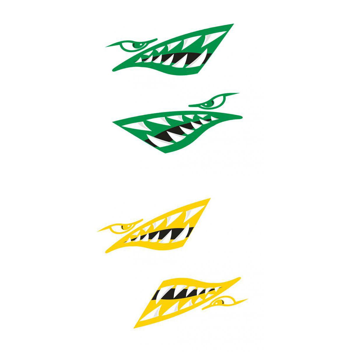 4 Pieces Vinyl Shark Teeth Mouth Decal Stickers for Kayak Canoe Fishing Boat