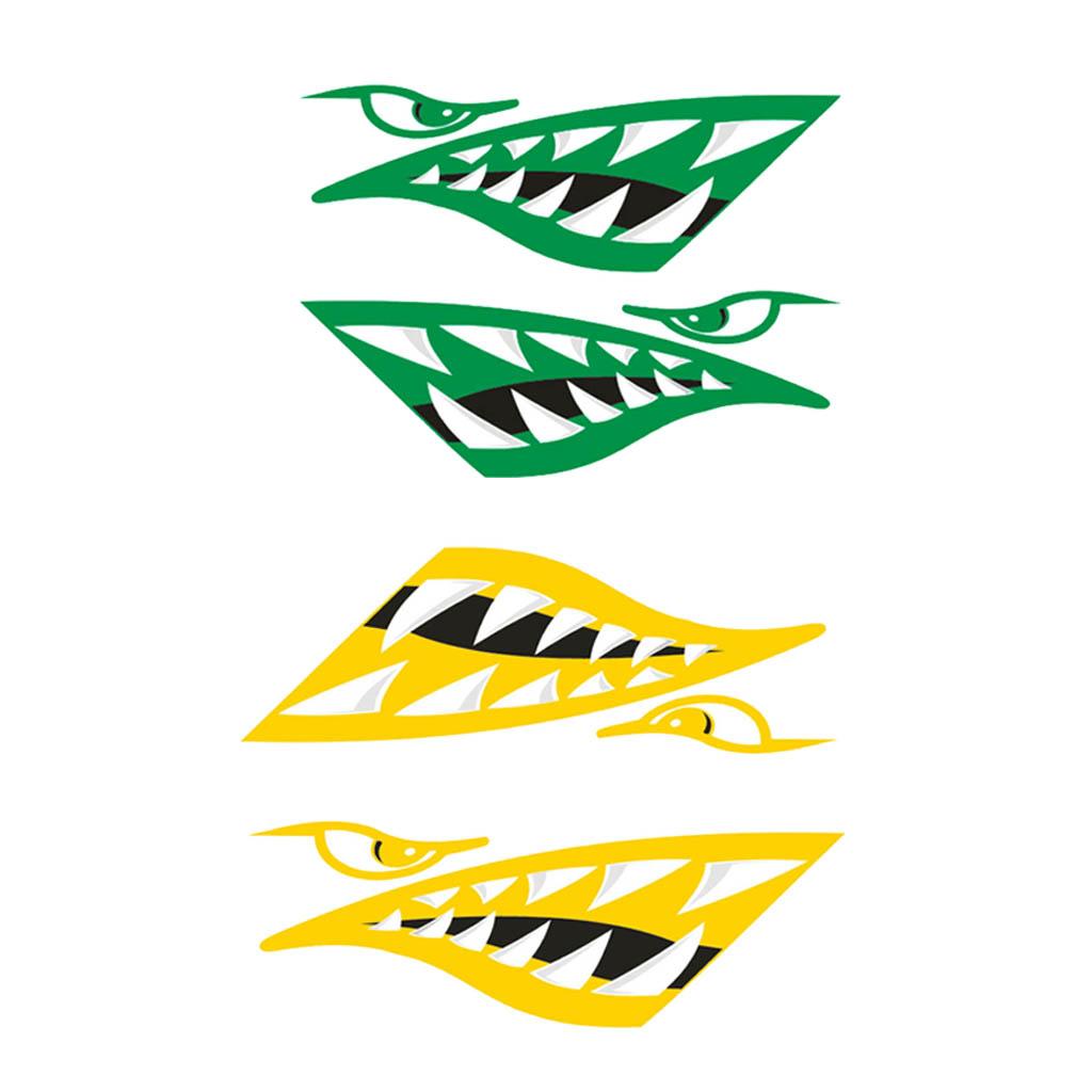 4 Pieces Vinyl Shark Teeth Mouth Decal Stickers for Kayak Canoe Fishing Boat