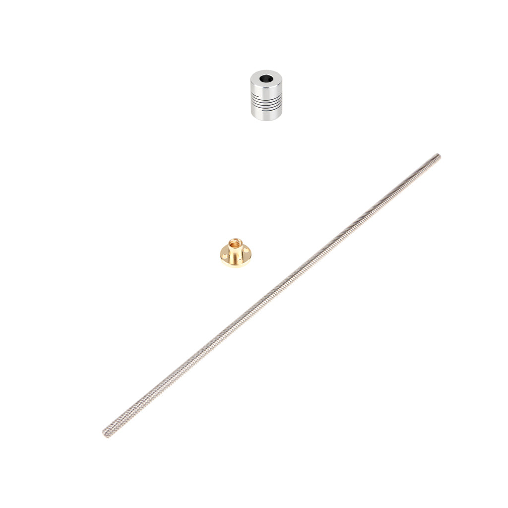 3D printer Lead Screw T-Shape Bar Shaft Dia 8mm + Brass Nut 400mm+ Coupling