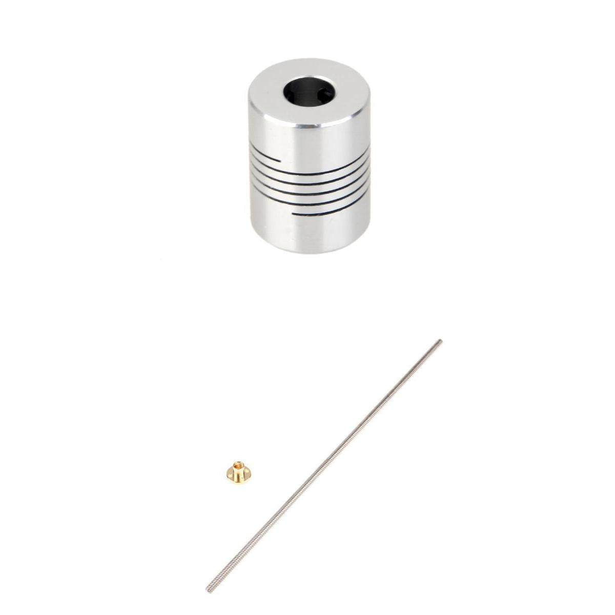 3D printer Lead Screw T-Shape Bar Shaft Dia 8mm + Brass Nut 400mm+ Coupling