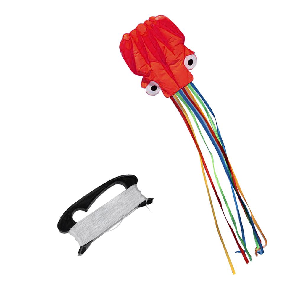 4m Octopus Kite+100m Kite Line String with D Shape Winder Board Outdoor Toys
