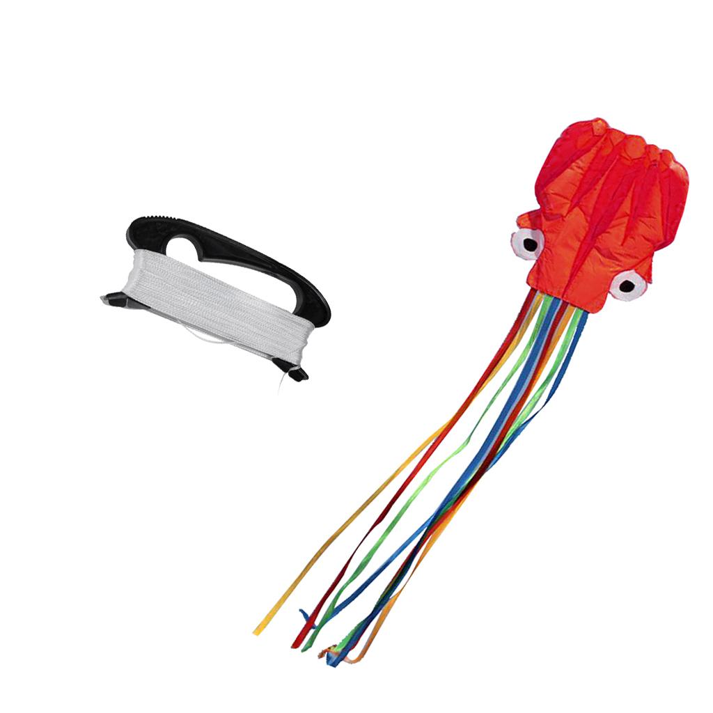 4m Octopus Kite+100m Kite Line String with D Shape Winder Board Outdoor Toys