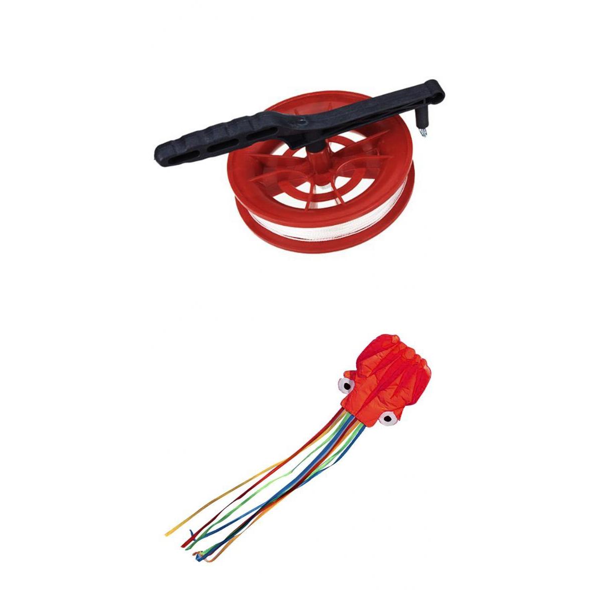 4m Octopus Kite+Fire Wheel Kite Winder with 100m Twisted String Line Outdoor