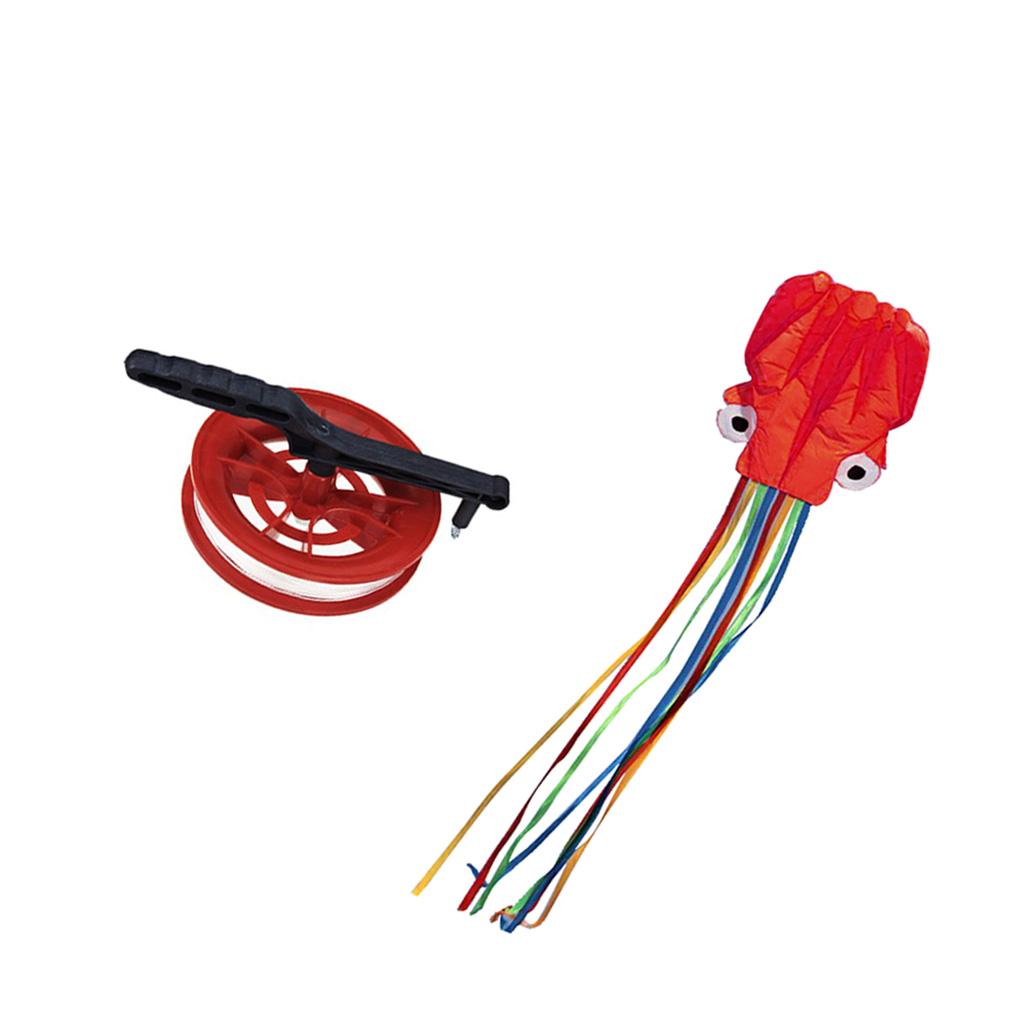 4m Octopus Kite+Fire Wheel Kite Winder with 100m Twisted String Line Outdoor
