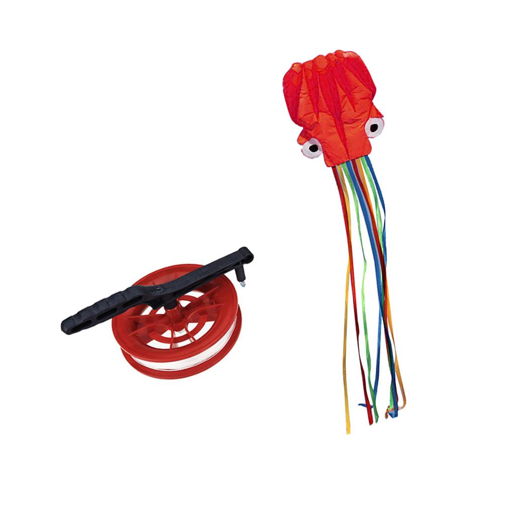 4m Octopus Kite+Fire Wheel Kite Winder with 100m Twisted String Line Outdoor