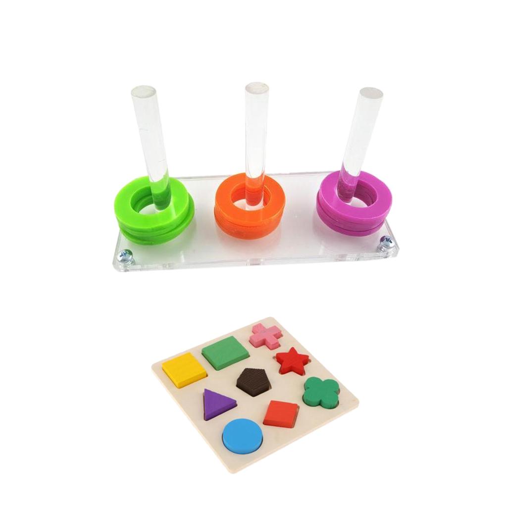 Bird Smart Play Toy Parrot Chewing Beak Game Rings Toy Blocks Puzzle Combo