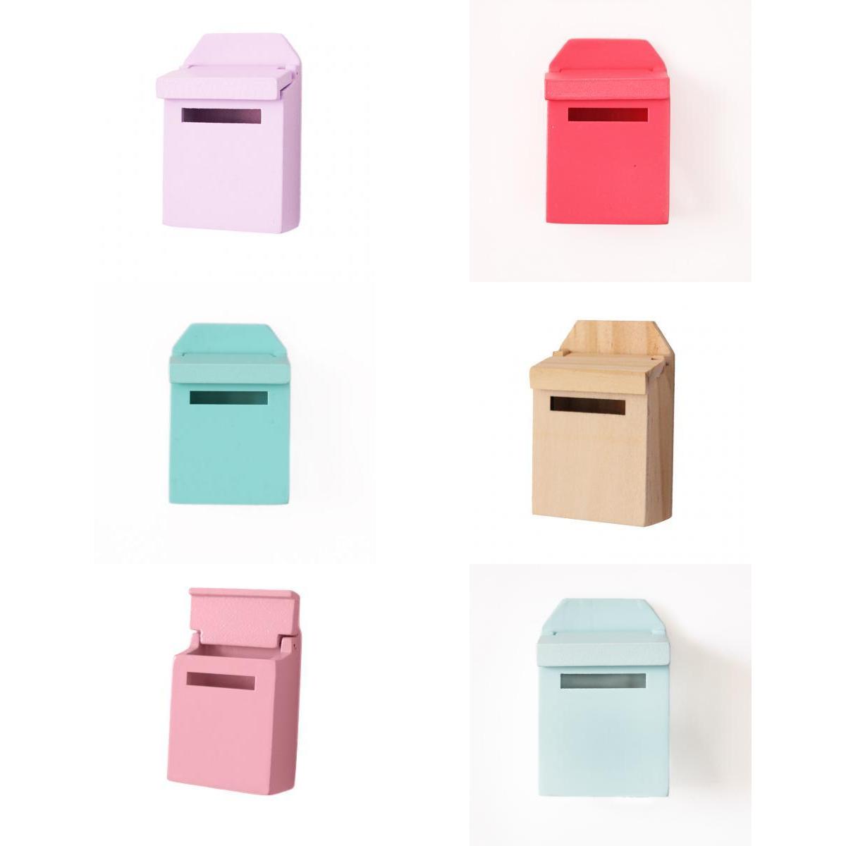 6 Pieces 1/12 Wood Mailbox With Decal Dollhouse Miniature Fairy Garden Decor