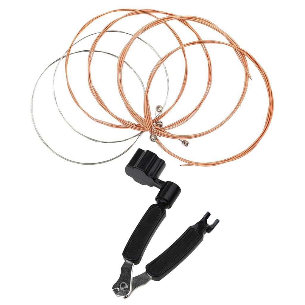 6 Pieces Guitar Strings Set + 3in1 String Winder Cutter Bridge Pin Puller