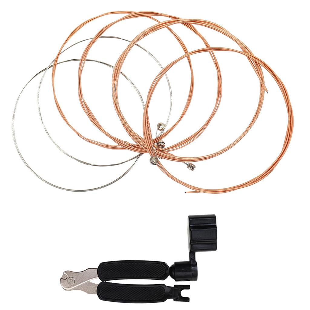 6 Pieces Guitar Strings Set + 3in1 String Winder Cutter Bridge Pin Puller