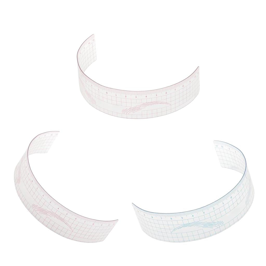 3pcs Reusable Makeup Eyebrow Stencil Microblading Measure Tattoo Ruler Tool