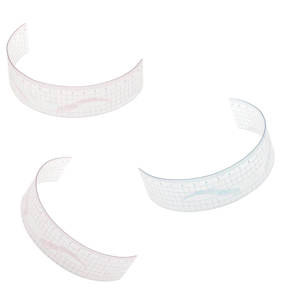 3pcs Reusable Makeup Eyebrow Stencil Microblading Measure Tattoo Ruler Tool