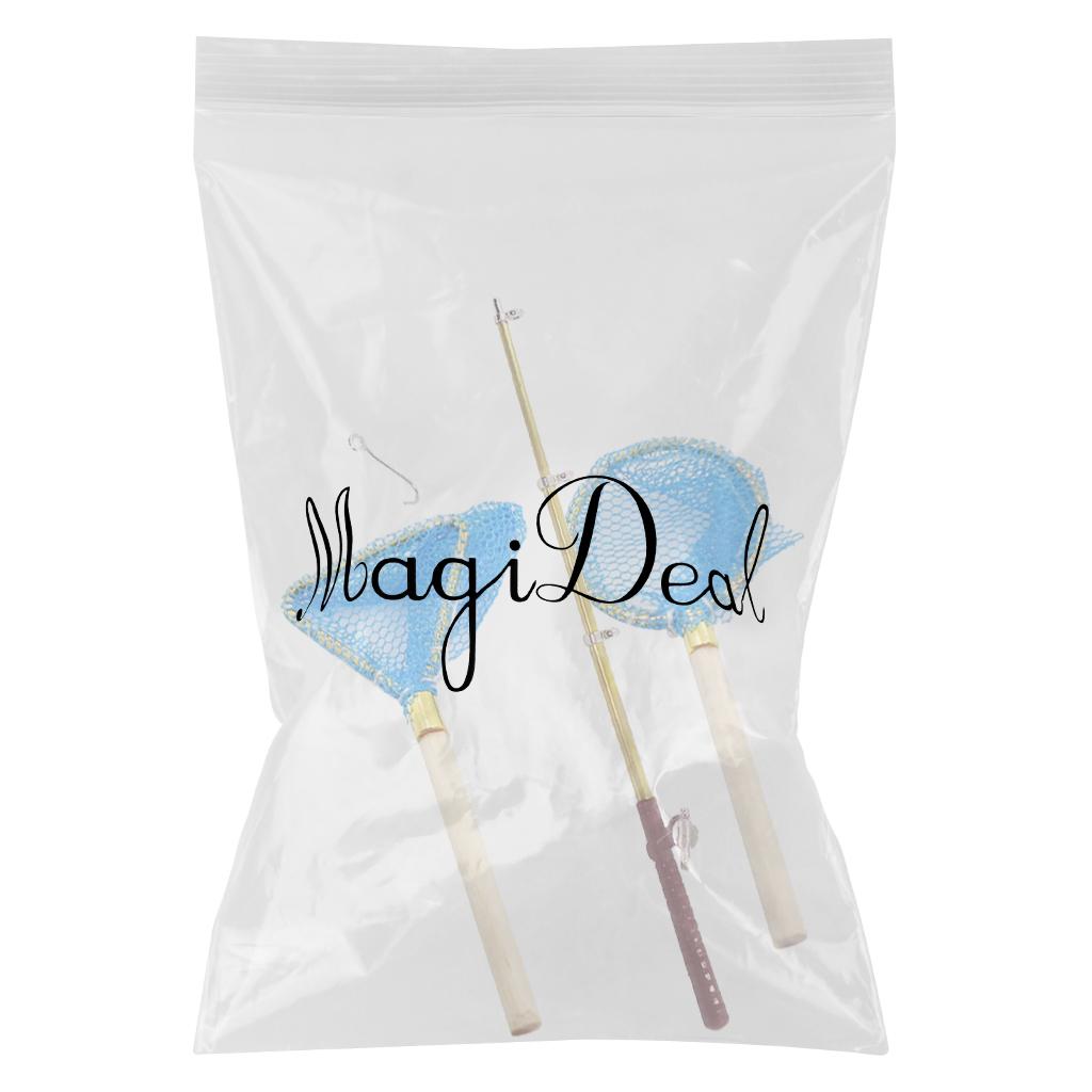 1:12 Dollhouse Miniature Fishing Net and Rod Model Life Scene Decoration