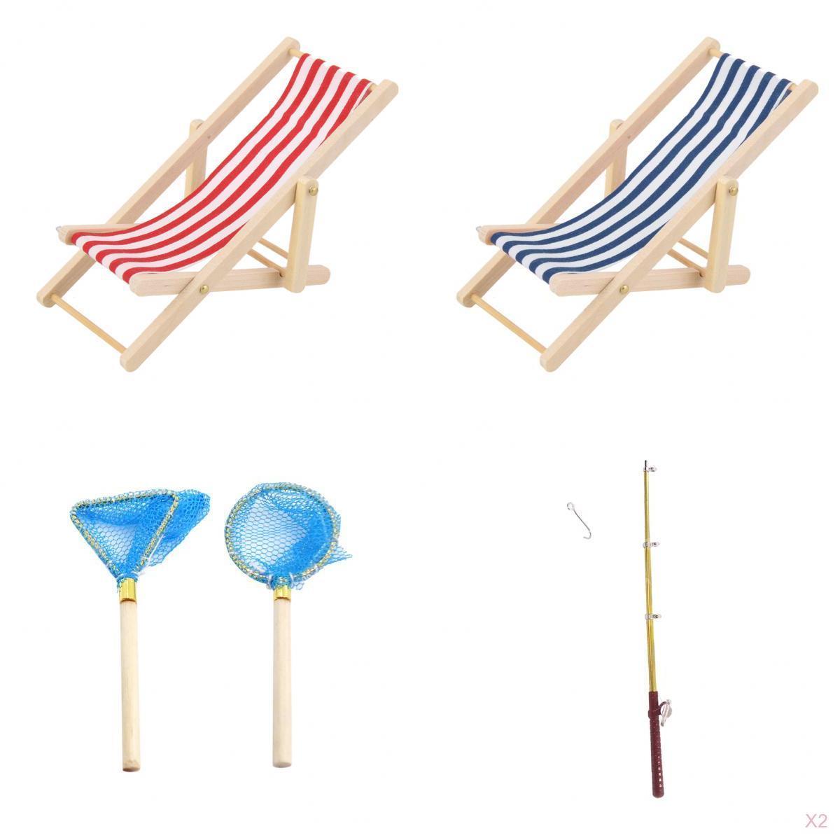 6 Pieces 1:12 Dollhouse Miniature Fishing Set Model Doll Life Scenes Decor