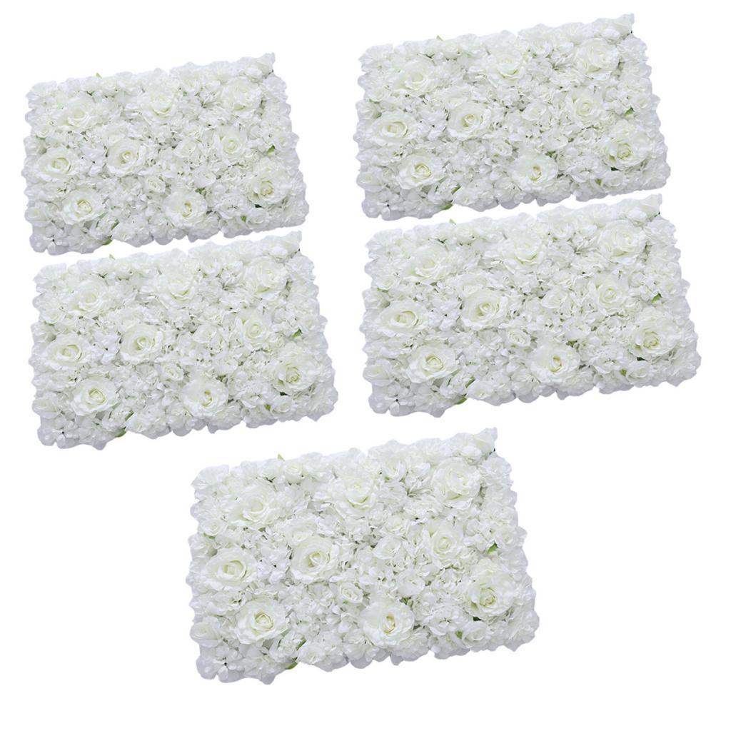 5 pieces Artificial Flower Wall Wedding Venue Flower Pillar Road Decor White