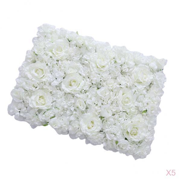 5 pieces Artificial Flower Wall Wedding Venue Flower Pillar Road Decor White