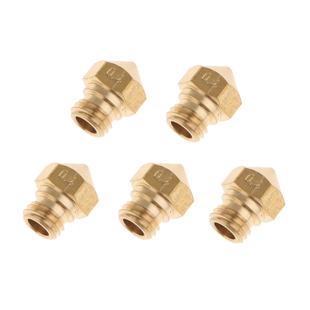5 Pieces Brass Extruder Nozzle Print Head for MK10 1.75mm 3D Printer 0.4mm
