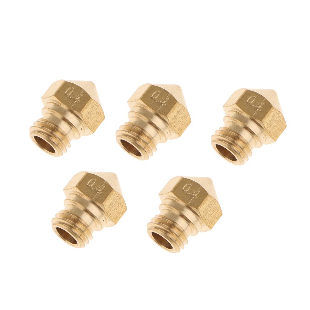5 Pieces Brass Extruder Nozzle Print Head for MK10 1.75mm 3D Printer 0.4mm