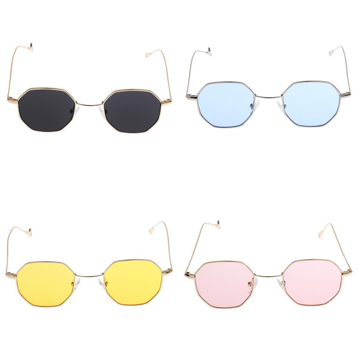 4 Pieces Summer Vintage Octagon Sunglasses Unisex Retro Fashion Eyeglasses