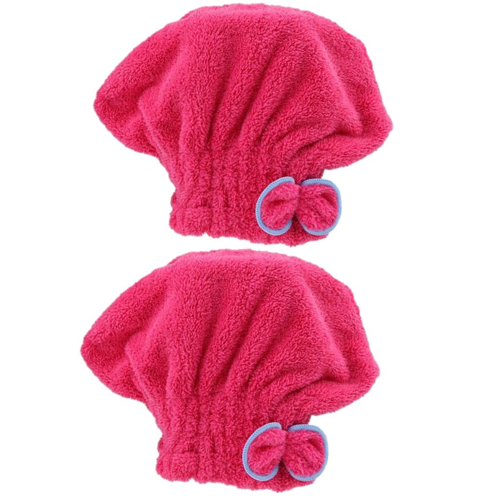 2 Pieces Super Absorbent Quick Shower Hair Drying Towel Cap Turban Hat